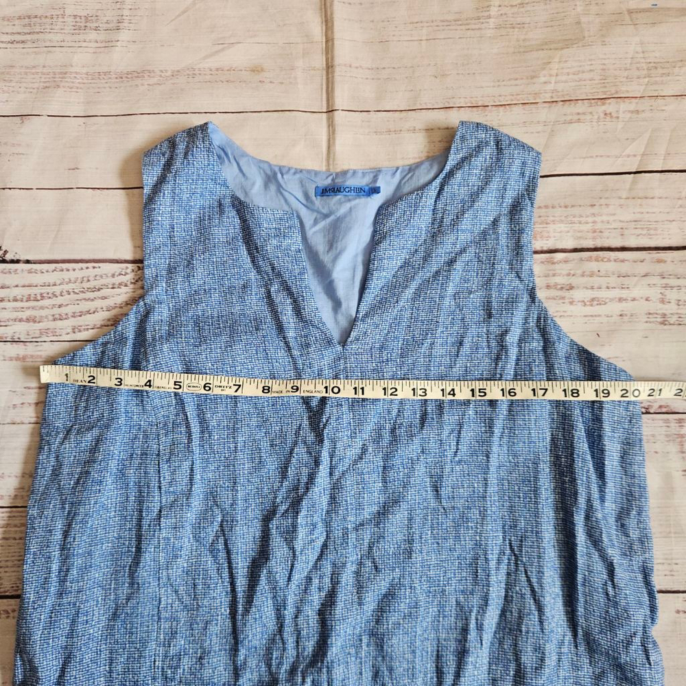 J. McLaughlin Rue Linen Dress Blue Shift Sleeveless Womens Large - Picture 6 of 6